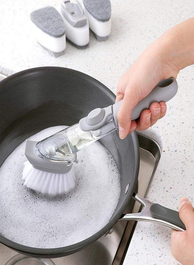 DEV STORE Kitchen Dish Bowl Cleaning Decontamination Long Handle Cleaning Wok Brush Scrubber with Extra 2 Refill | Dish Wand Brush Set || Liquid Soap Dispenser Tool || Dish Bowl Washing Sponge - Image 2